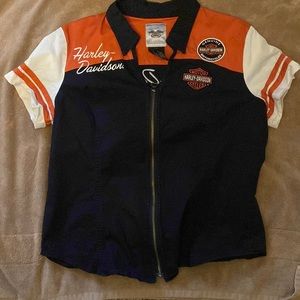 Harley Davidson zip up womens blouse